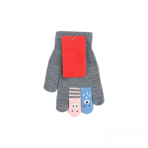 HomeRelax&Style Winter Kinder Handschuhe mit Tier Fingern | Fingerhandschuhe mit bunten Tiergesichtern (Grau) von HomeRelax&Style