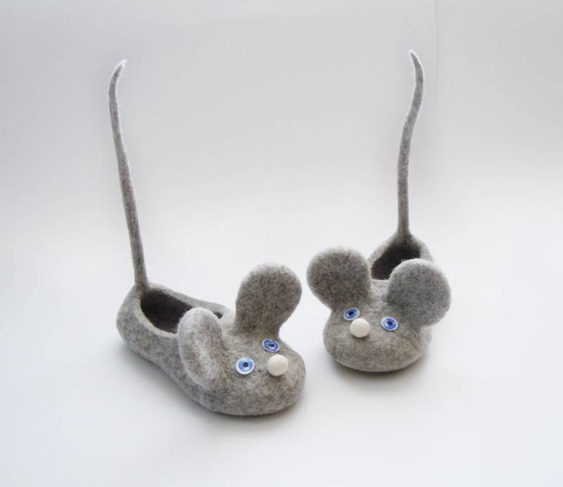 Gefilzte Kinderhausschuhe Mice von HomeSoulShop