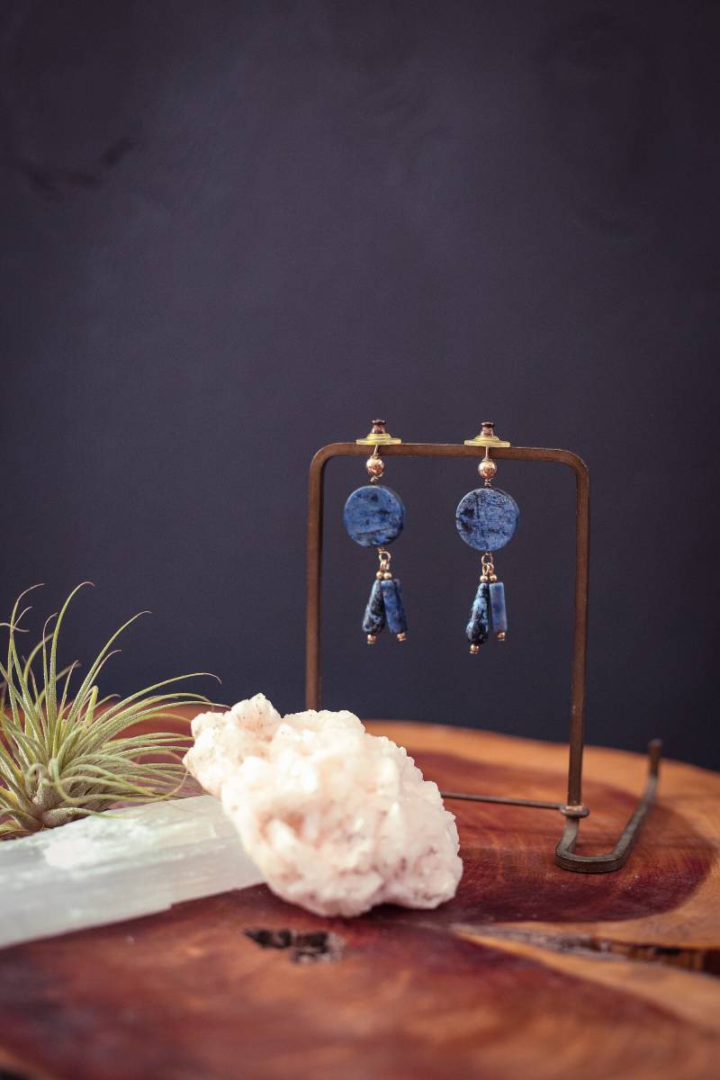 Lapis & Gold Wired Ohrringe Mit Ball Post - Vintage Blue Lazuli von HomeSpiceVintage