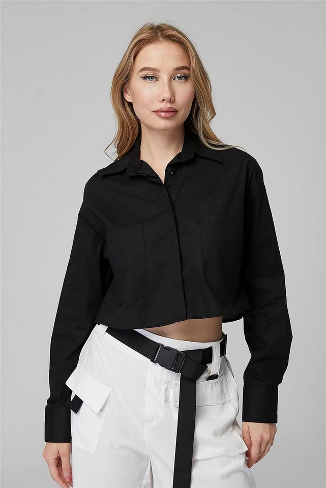 HomeStore Hemdbluse Kurzes Verstecktes Knopfhemd von HomeStore