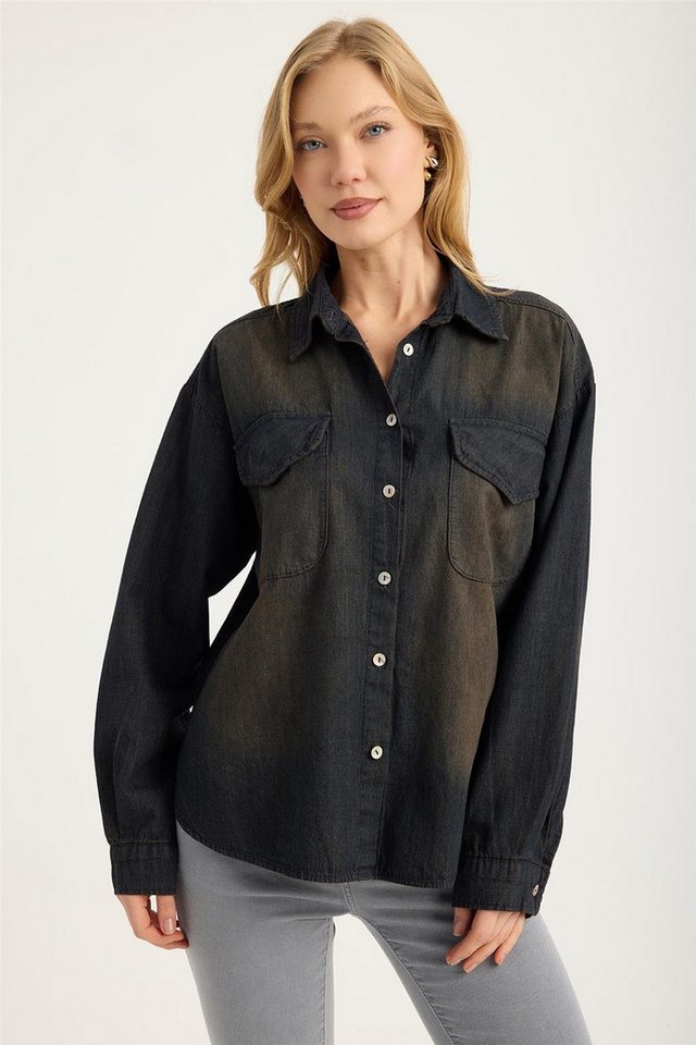 HomeStore Businesshemd Stonewashed Jeanshemd von HomeStore