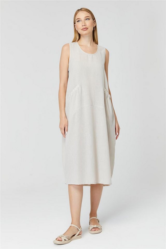 HomeStore Midikleid Ärmelloses Kordelzugtaschenkleid von HomeStore