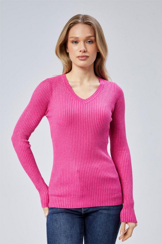 HomeStore Strickpullover Gestrickter V-Ausschnitt Pullover mit Glitzereffekt HomeStore Strickpullover Gestrickter V-Ausschnitt Pullover mit Glitzereffekt von HomeStore