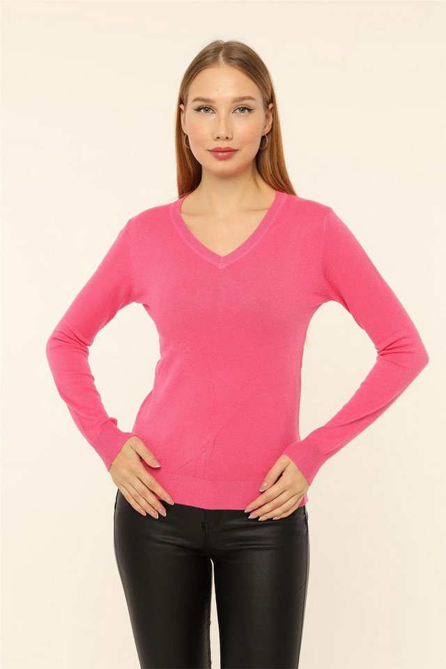 HomeStore Strickpullover KleidV-Ausschnitt Basic T-Shirt Kleid von HomeStore