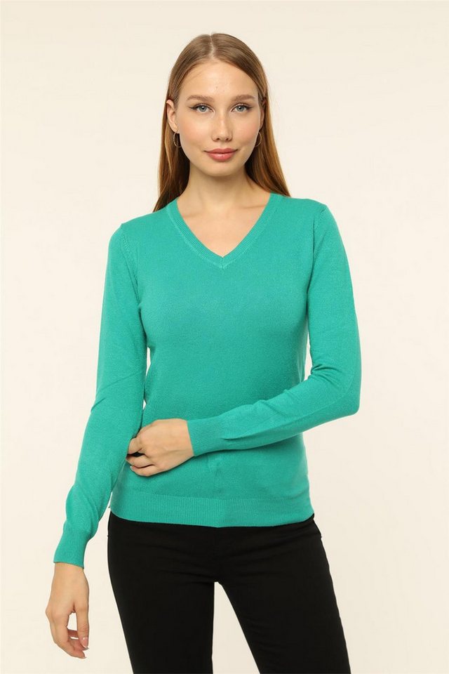 HomeStore Strickpullover KleidV-Ausschnitt Basic T-Shirt Kleid von HomeStore