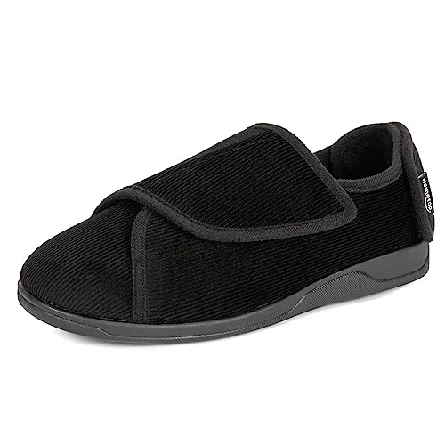 HomeTop Herren Cord Hausschuhe Bequem Verstellbar Haken und Schlaufe Memory Schaum Extra Breit Innen Pantoffeln für Diabetiker Senior mit Ödem Geschwollene Füße Schwarz, 46 EU HomeTop Herren Cord Hausschuhe Bequem Verstellbar Haken und Schlaufe Memory Schaum Extra Breit Innen Pantoffeln für Diabetiker Senior mit Ödem Geschwollene Füße Schwarz, 46 EU von HomeTop