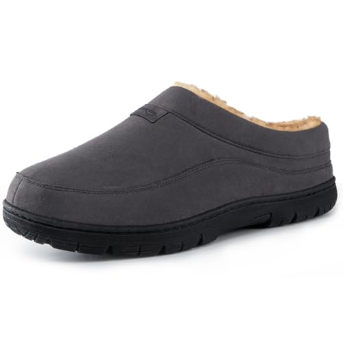 HomeTop Herren Mokassin Hausschuhe Weiche Warme Rutschfeste Memory Schaumstoff Innen Pantoffeln mit flauschigem Futter Grau,40-41 EU von HomeTop