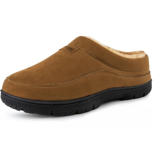 HomeTop Herren Mokassin Hausschuhe Weiche Warme Rutschfeste Memory Schaumstoff Innen Pantoffeln mit flauschigem Futter Kastanie,46-47 EU von HomeTop