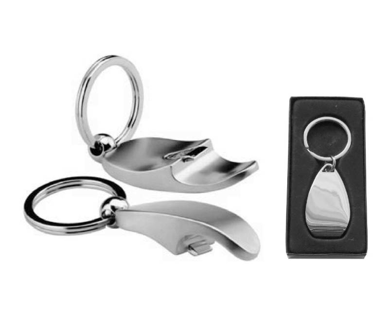 Flaschenöffner-Schlüsselanhänger-In Geschenkverpackung-Metall Chrom Silber-Keyholder-Schlüssel-Keyrings-Ht620 von HomeTrendsHamburg