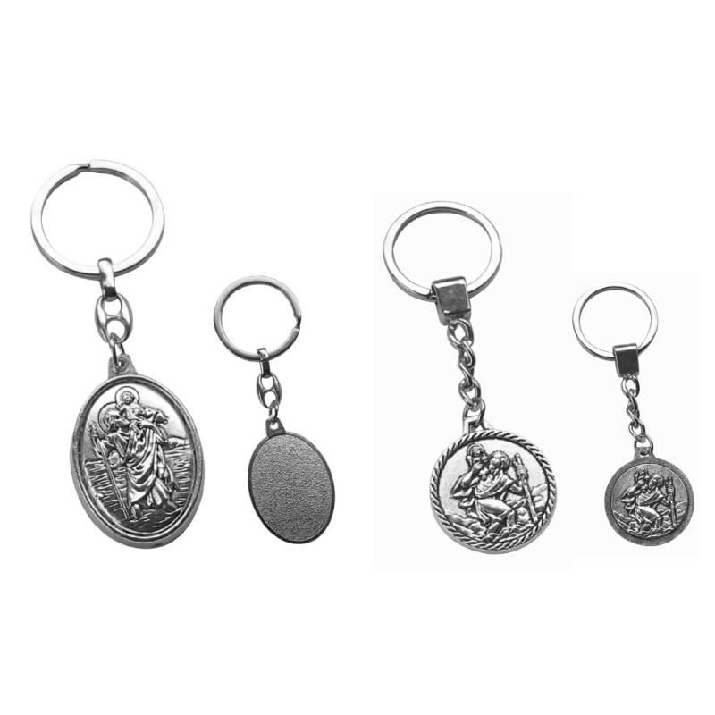 st. Christophorus-Schlüsselanhänger-Metall Silberfarbig-Top-Design-Keyholder-Schlüssel-Keyrings-Htjo24-25 von HomeTrendsHamburg