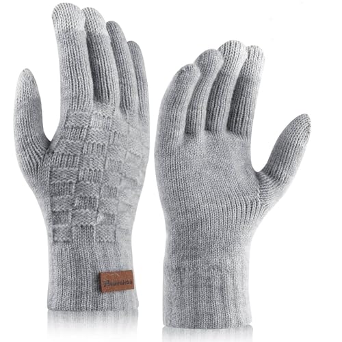 Homealexa Damen Winterhandschuhe mit Fleece gefüttert Thermo Handschuhe Wolle Strickhandschuhe mit Touchscreen Funktion Thermohandschuhe Winter Geschenk für Damen und Herren von Homealexa
