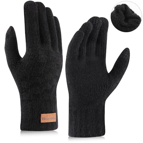 Homealexa Herren Winterhandschuhe mit Fleece gefüttert Thermo Handschuhe Wolle Strickhandschuhe mit Touchscreen Funktion Thermohandschuhe Winter Geschenk für Damen und Herren von Homealexa
