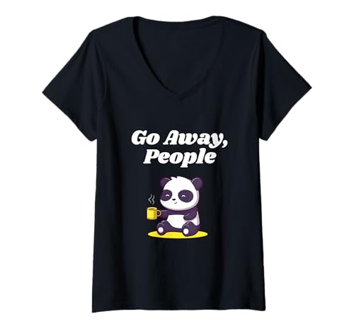 Damen Go Away People Introvertiert Offensive Antisozial Unhöflich Spruch T-Shirt mit V-Ausschnitt Damen Go Away People Introvertiert Offensive Antisozial Unhöflich Spruch T-Shirt mit V-Ausschnitt von Homebody Silly Joke Funny Nasty