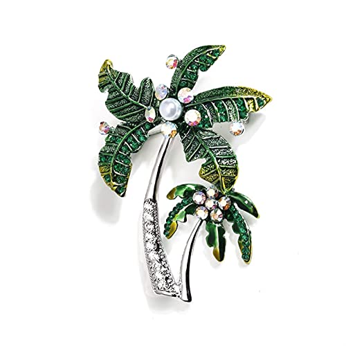 Homeilteds Kokosnuss-Palme Emaille Pin Frauen Metall Pins Broches Schal Clip Kleidung Zubehör Brosche (Metal Color : Coconut Palm) von Homeilteds