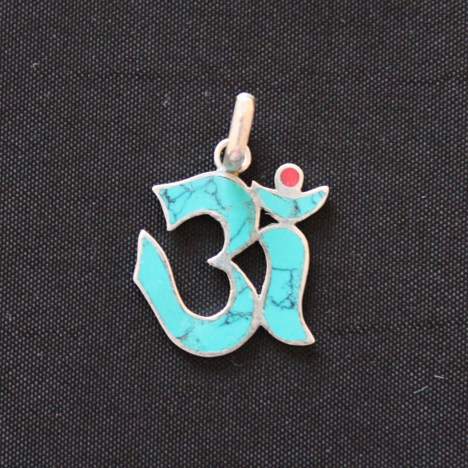 925 Sterling Silver Nepali Turquoise, Coral Om Pendant 925 Sterling Silver Nepali Turquoise, Coral Om Pendant von HomelyHimalaya
