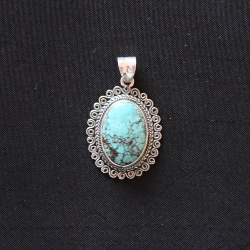 925 Sterling Silver Tibetan Turquoise Pendant 925 Sterling Silver Tibetan Turquoise Pendant von HomelyHimalaya