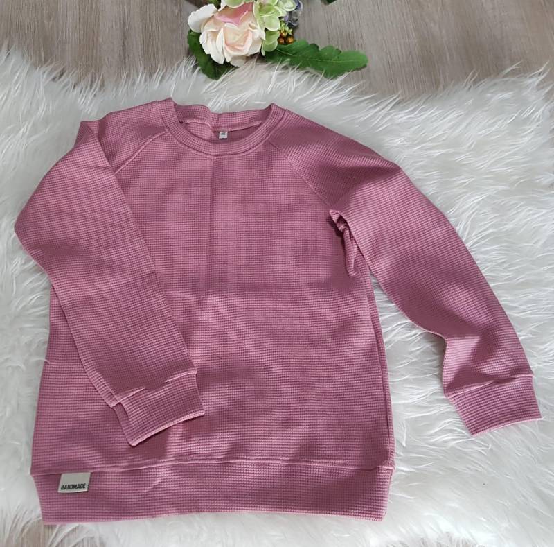 Pullover, Raglan, Waffeljersey, Partnerlook, Geschwister, Größe 116, Altrosa N2, Homemade By Adeline von Homemadebyadeline
