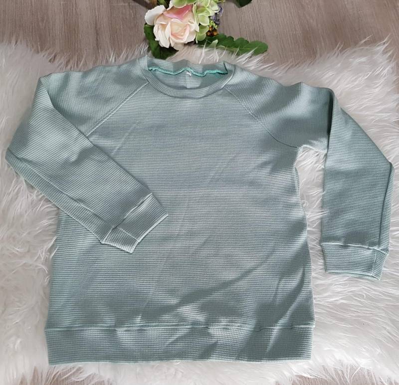 Pullover, Raglan, Waffeljersey, Partnerlook, Geschwister, Größe 128, Mint, Homemade By Adeline von Homemadebyadeline