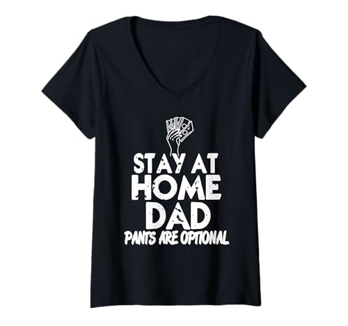 Damen Zuhause Papa Hose Optional Lustiger Humor T-Shirt mit V-Ausschnitt Damen Zuhause Papa Hose Optional Lustiger Humor T-Shirt mit V-Ausschnitt von Homeoffice Humor Für Lustige Väter