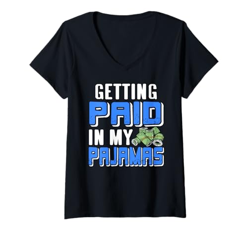 Damen In Meinen PJs Bezahlt Lustiger Homeoffice Humor T-Shirt mit V-Ausschnitt Damen In Meinen PJs Bezahlt Lustiger Homeoffice Humor T-Shirt mit V-Ausschnitt von Homeoffice Lebensstil Und Freiberufler Stolz