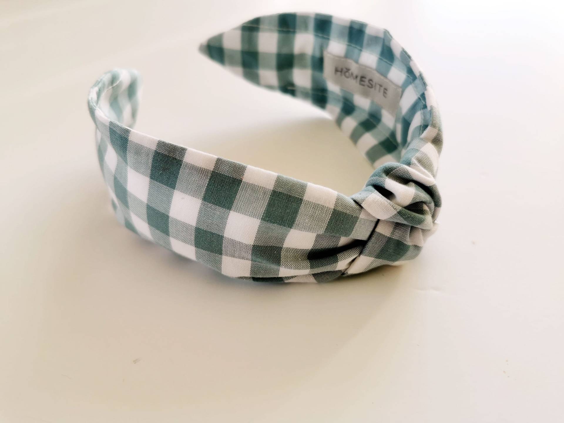 Entenblau Kariertes Stirnband, Gingham Buffalo Check Baumwolle Top Knot Stirnband Für Frauen, Passende Gesichtsmaske Und Scrunchie von Homesite