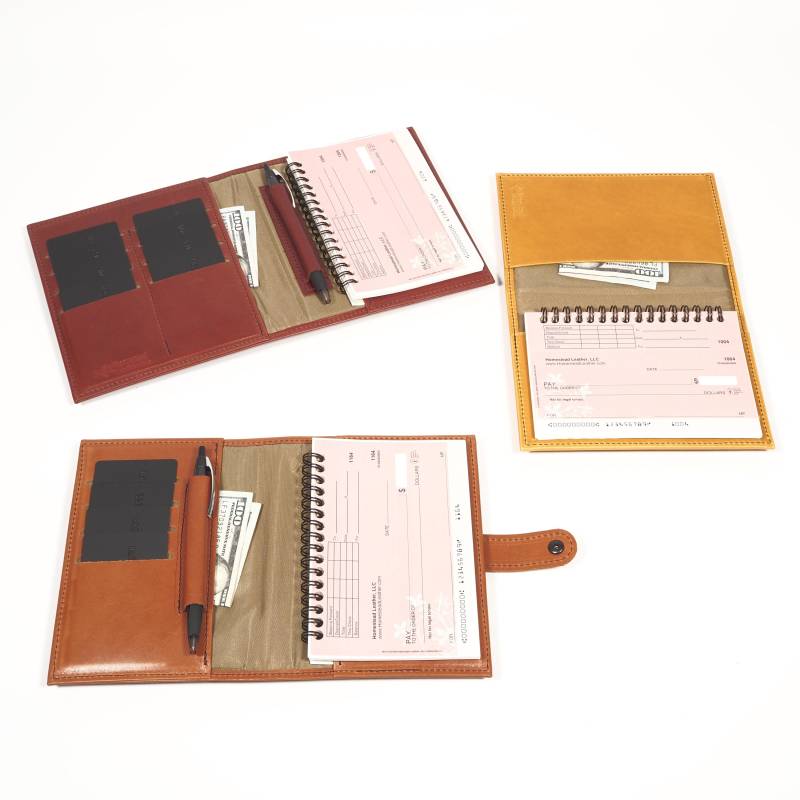 Leder Top Stub Scheckheft - Mit Optionalen Stift- Und Kartenfächern von HomesteadLeatherLLC