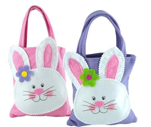 Ostereiersuche oder Geschenktüten mit Hasengesicht, niedliche Filzapplikation, lächelnder Osterhase, zum Tragen von Eiern, Süßigkeiten, Leckereien, 1 Paar von Homestreet