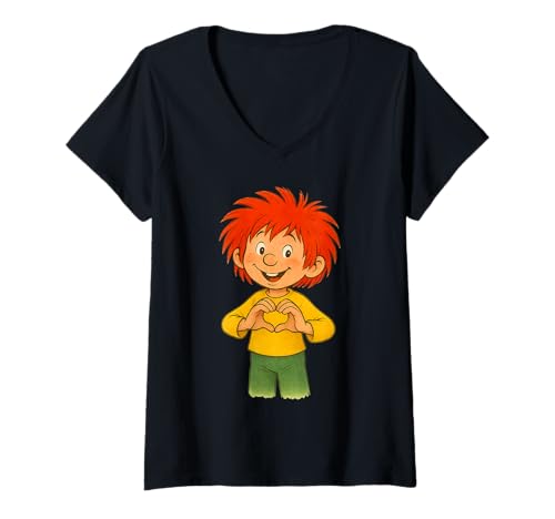 Damen Pumuckl liebt Dich T-Shirt mit V-Ausschnitt von Hometown Designs