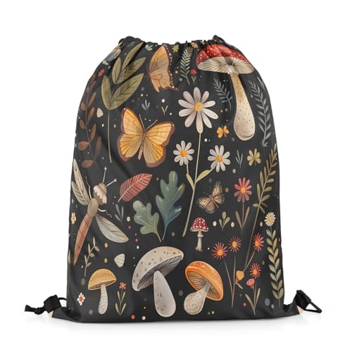Homewish Pilz String Rucksack Libelle Schmetterling Draw String Rückentasche Dschungel Wildblume Drawstring Taschen Natürliche Rustikale Pilz Pflanze Drawstring Rucksack Homewish Pilz String Rucksack Libelle Schmetterling Draw String Rückentasche Dschungel Wildblume Drawstring Taschen Natürliche Rustikale Pilz Pflanze Drawstring Rucksack von Homewish