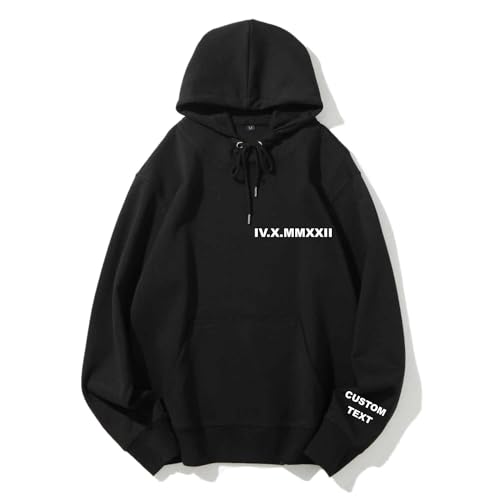 Homidam Römische Ziffern Bestickt Kapuzenpullover Gedenktag Stickerei Partner Sweatshirt Fun-Bekleidung Langarm-Hoodie(DIY,L) von Homidam