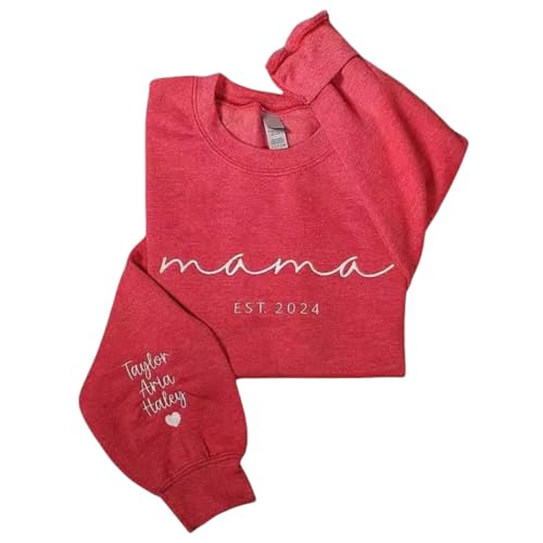 Homidam Wunschtext Bestickt Kapuzenpullover Mama Papa EST Datum Personalisiert Sweatshirt New Papa Shirt(DIY,L) von Homidam
