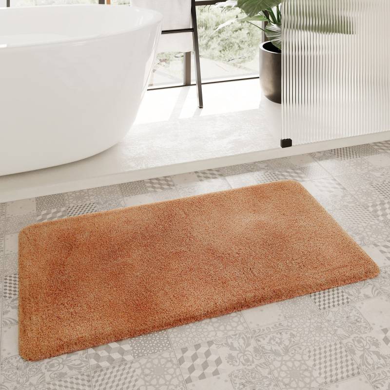 Homie Living Badematte "Porto Azzurro" Höhe 30 mm rutschhemmend beschichtet fußbodenheizungsgeeignet  schnell trocknend Badteppich, uni, rechteckig & rund, waschbar, Badezimmerteppich von Homie Living