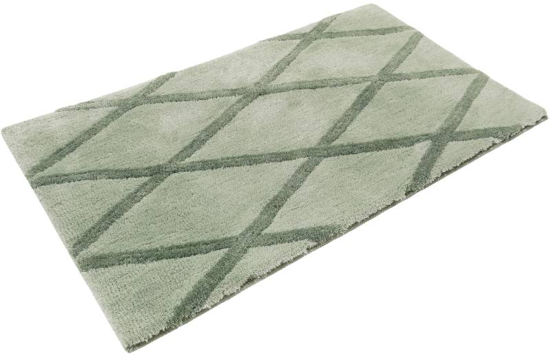 Homie Living Badematte "San Bosa" Höhe 20 mm rutschhemmend beschichtet fußbodenheizungsgeeignet  schnell trocknend Badteppich, modernes Rauten Design, waschbar, Badezimmerteppich von Homie Living