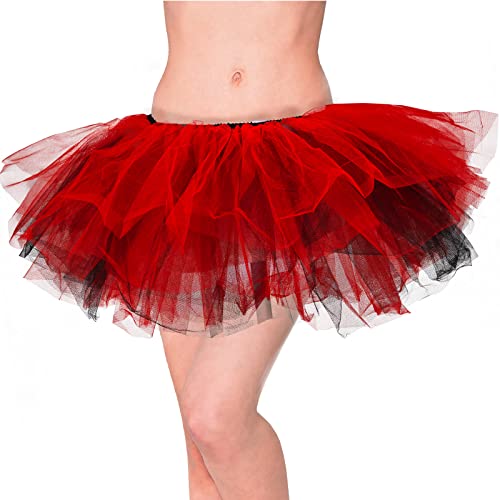 Homipooty Ballett Tanzröcke für Damen Erwachsene Tütü Rock Schwarz Rot Tüllrock Petticoat Retro Halloween Kostüm Homipooty Ballett Tanzröcke für Damen Erwachsene Tütü Rock Schwarz Rot Tüllrock Petticoat Retro Halloween Kostüm von Homipooty