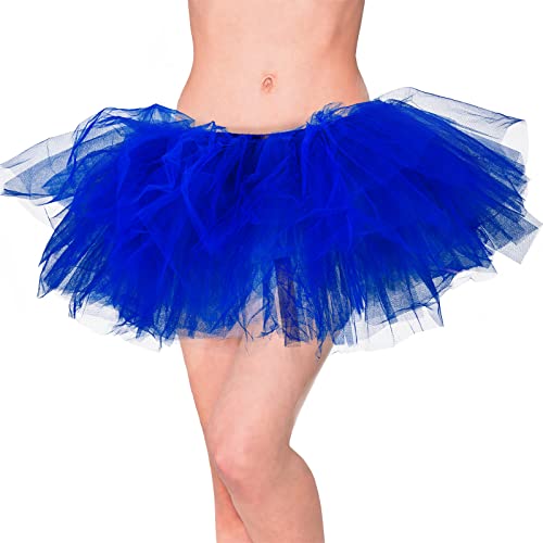 Homipooty Tüllrock Damen Blauer Tütü Rock Erwachsene Kurzer Petticoat Rock Laufrock Halloween Kostüm von Homipooty