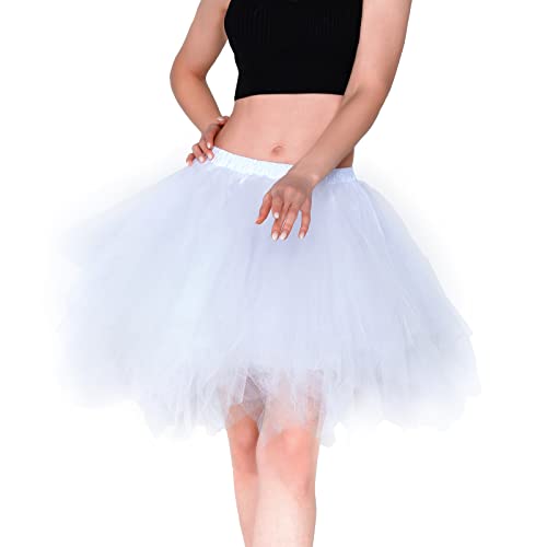Homipooty Tüllrock Damen Erwachsene Tütü Rock Ballett Rock Damen Petticoat Unterrock Halloween Kostüm Weißer Übergröße von Homipooty