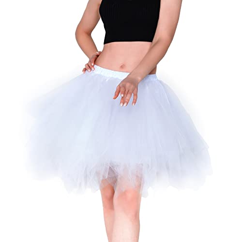 Homipooty Tüllrock Damen Erwachsene Tütü Rock Ballett Rock Damen Petticoat Unterrock Halloween Kostüm Weißer von Homipooty