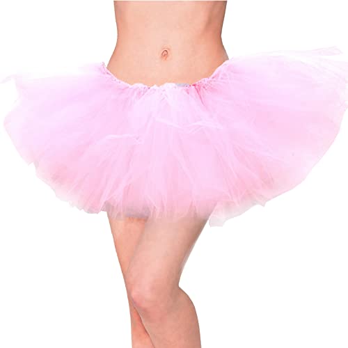 Homipooty Tüllrock Damen Rosa Tütü Erwachsene Petticoat Ballett Rock 50er 80er Jahre Outfit Halloween Kostüm von Homipooty