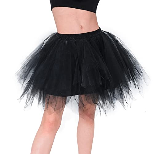 Homipooty Tüllrock Damen Tütü Erwachsene Ballettrock Tüllrock Schwarzer Petticoat 80er Jahre Tanzparty Halloween Kostüm Übergröße von Homipooty