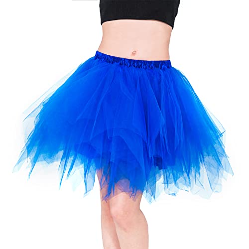 Homipooty Tütü Tüllrock Damen Petticoat Unterrock Rock Vintage Ballett Tanzrock Halloween Cosplay Kostüm Blau Tutu Übergröße von Homipooty