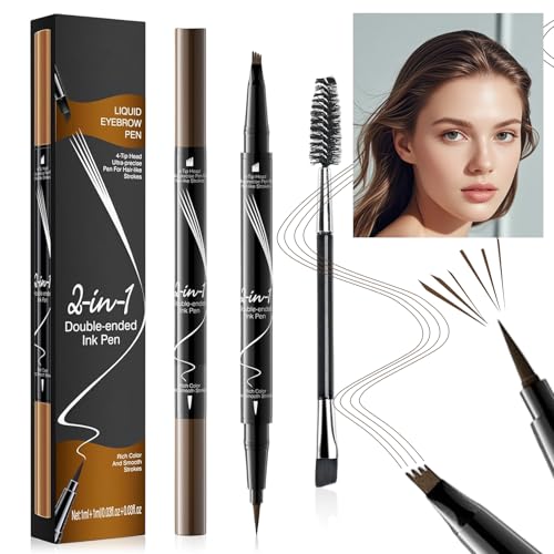 2-in-1 Augenbrauenstift Wasserfest – Dual-Ended Eyebrow Pencil mit 4-Zinken-Micro-Gabelspitzen-Applikator Pinselspitze Erzeugt Natürliche Augenbrauen – Wischfester Augenbrauenstift (Hellbraun) von Homirty