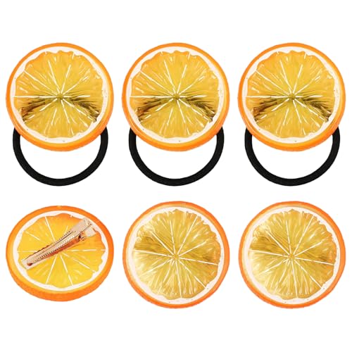 3 Stück Zitronen Haarspangen + 3 Stück Orangenscheiben Elastische Haargummi Für Mädchen Niedliche Haar Accessoires Fröhlichem Zitronen Design Ideal Für Den Alltag Und Besondere Anlässe von Homirty