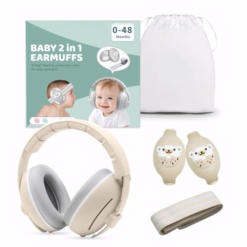 Homirty Gehörschutz Kinder Baby, Ohrenschützer Lärmschutz Kopfhörer 25dB – 2-in-1 Verstellbar mit Rutschfestem Kopfband – Für Kleinkinder 0-4 Jahre, Flugzeug, Feste & Unterwegs von Homirty