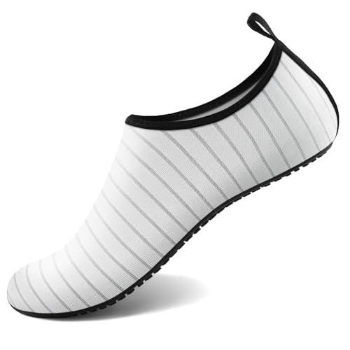 Homitem Wasserschuhe für Damen und Herren, Aqua-Socken, Schwimmen, Strand, Pool, Fluss, Slipper, Barfuß, schnelltrocknend, Urlaub, Kreuzfahrt, Zubehör für Yoga, Kajak, Sport, Weiss/opulenter Garten, von Homitem