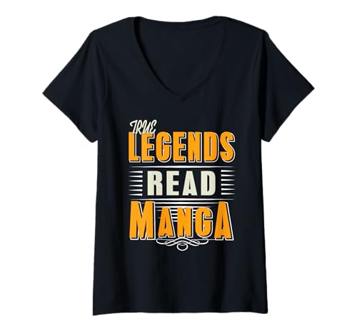 Damen Echte Legenden Lesen Manga Otaku Klassiker T-Shirt mit V-Ausschnitt Damen Echte Legenden Lesen Manga Otaku Klassiker T-Shirt mit V-Ausschnitt von Hommage Für Alle Manga Leser Fans