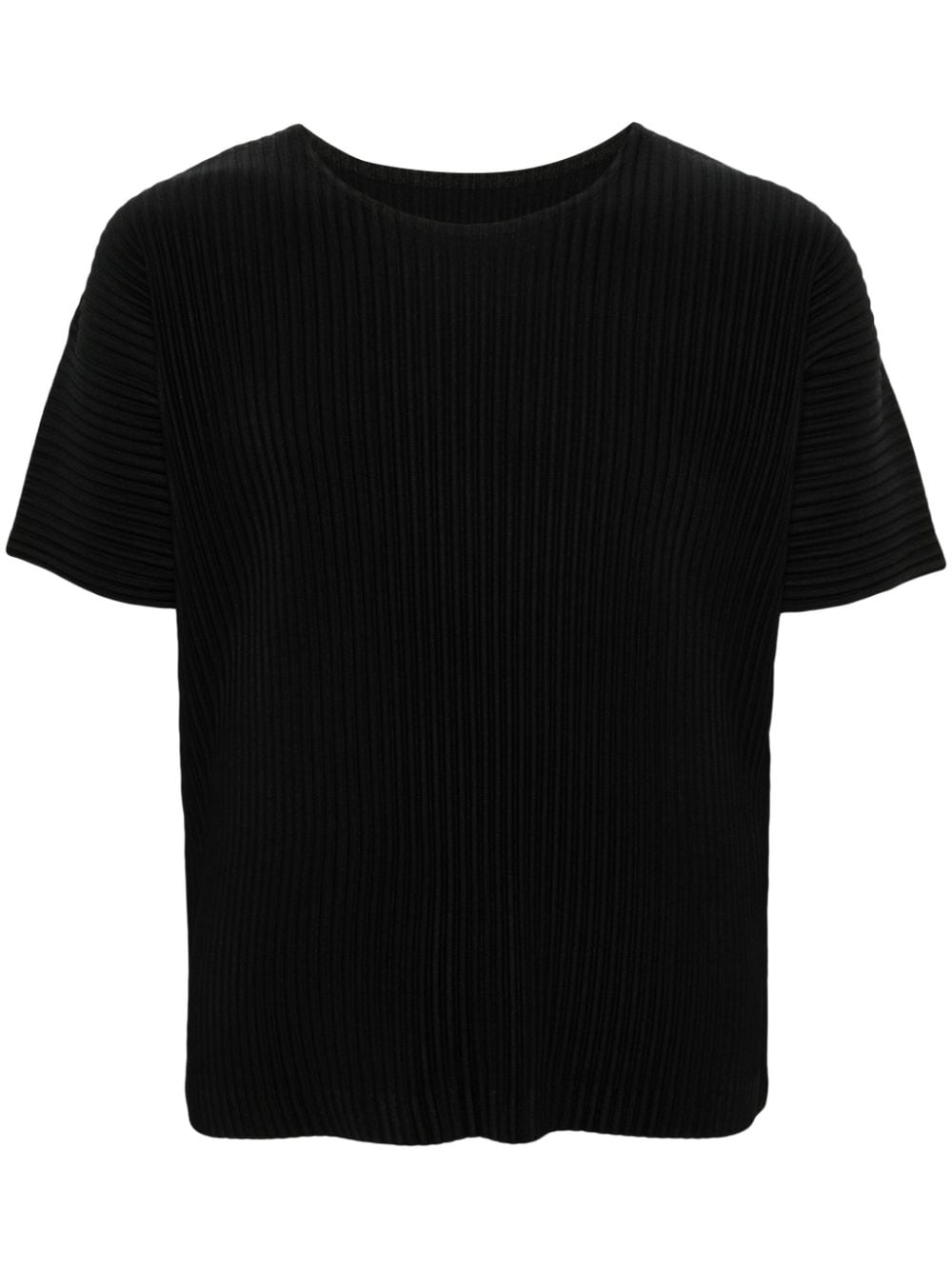 Homme Plissé Issey Miyake Plissiertes Basic T-Shirt mit rundem Ausschnitt - Schwarz von Homme Plissé Issey Miyake