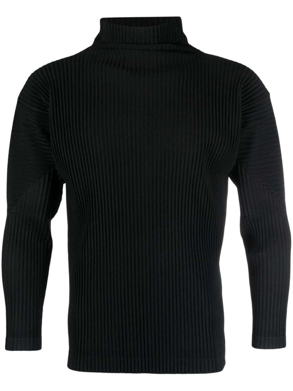 Homme Plissé Issey Miyake Plissiertes Langarmshirt mit Stehkragen - Schwarz von Homme Plissé Issey Miyake