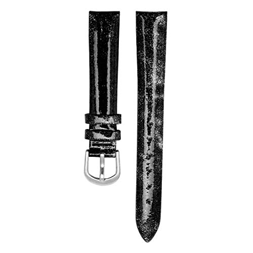 Leder-Armband Frau Uhrenarmband-Armbanduhr Band Kleine Uhrenarmband 12mm-22mm Schwarzes Silber,16mm Leder-Armband Frau Uhrenarmband-Armbanduhr Band Kleine Uhrenarmband 12mm-22mm Schwarzes Silber,16mm von HommomH