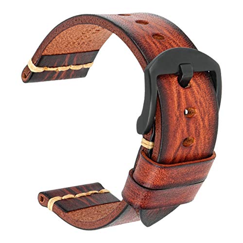 Lederband Uhrenarmband 18mm 20mm 22mm 24mm Uhrenarmband-Handgelenk-Armbänder Natürlicher Braun Schwarz,23mm von HommomH