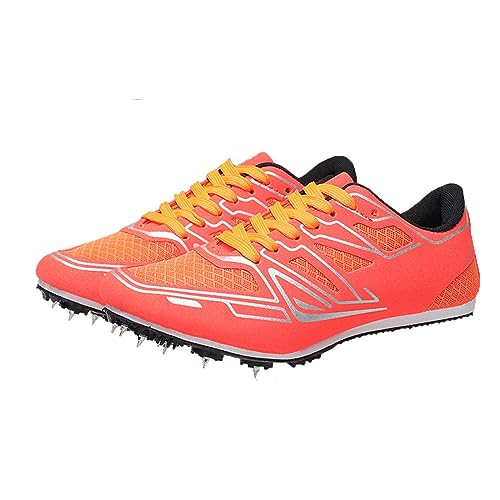 Homnova Track Schuhe Sportliche Laufschuhe Sneakers Sprint Leichtathletik-Laufschuhe mit Spikes für Männer, Frauen, Jungen und Mädchen, Unisex,Orange,40EU von Homnova